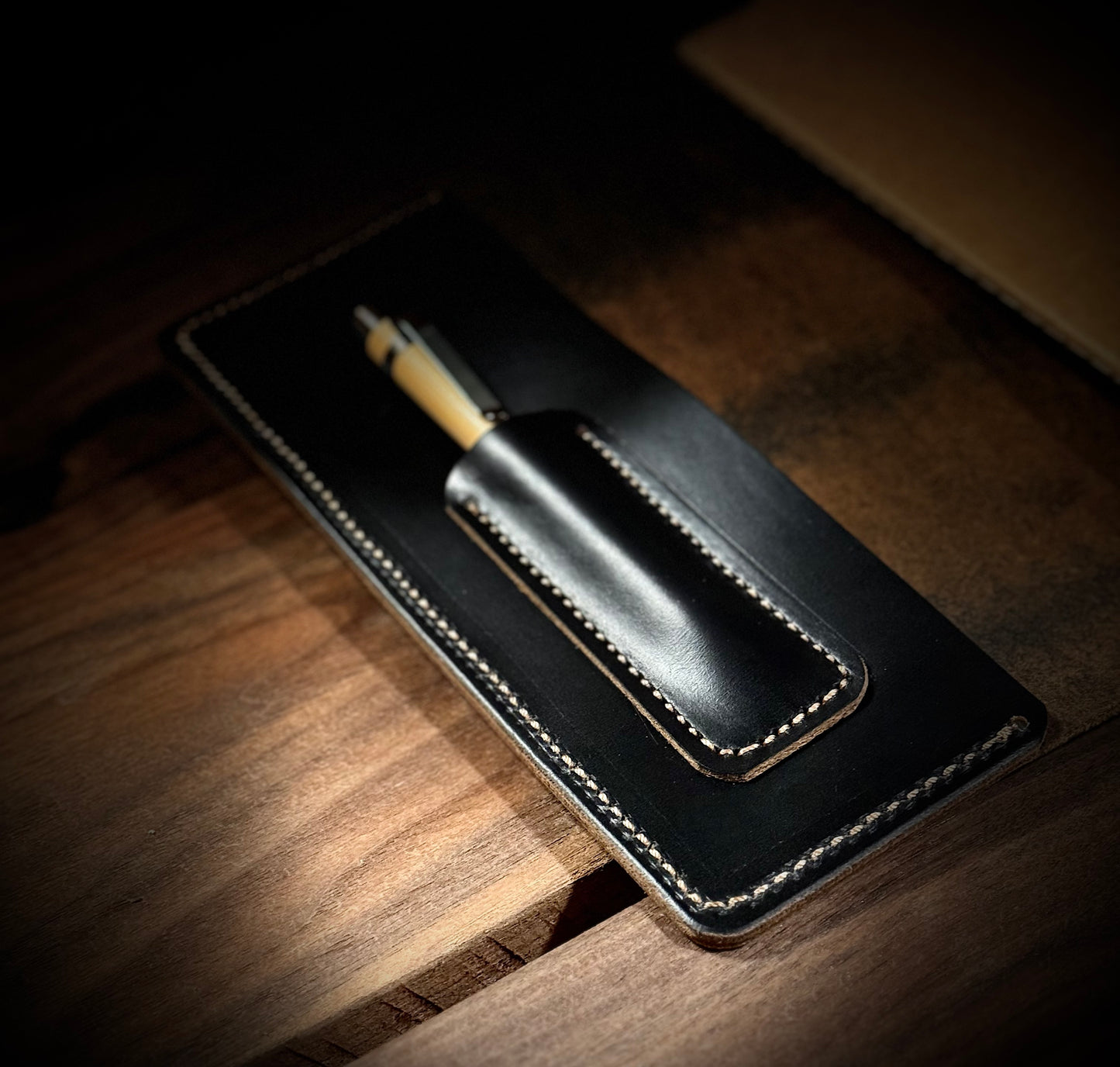 Leather Journal Cover - A5 (5x8) refillable notebook with pen holder on back