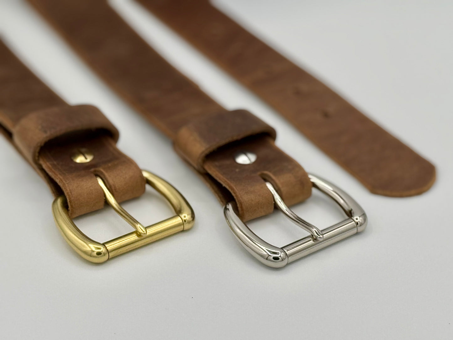 Handmade Full-Grain Casual Brown Leather Belt