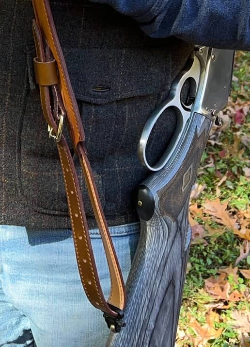 Classic Distressed Leather Rifle Sling with Brass Buckle